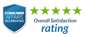 ConsumerAffairs accredited, overall satisfaction rating